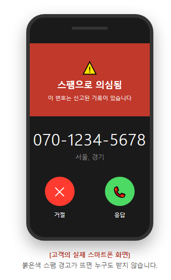 고객의 실제 스마트폰 화면 예시