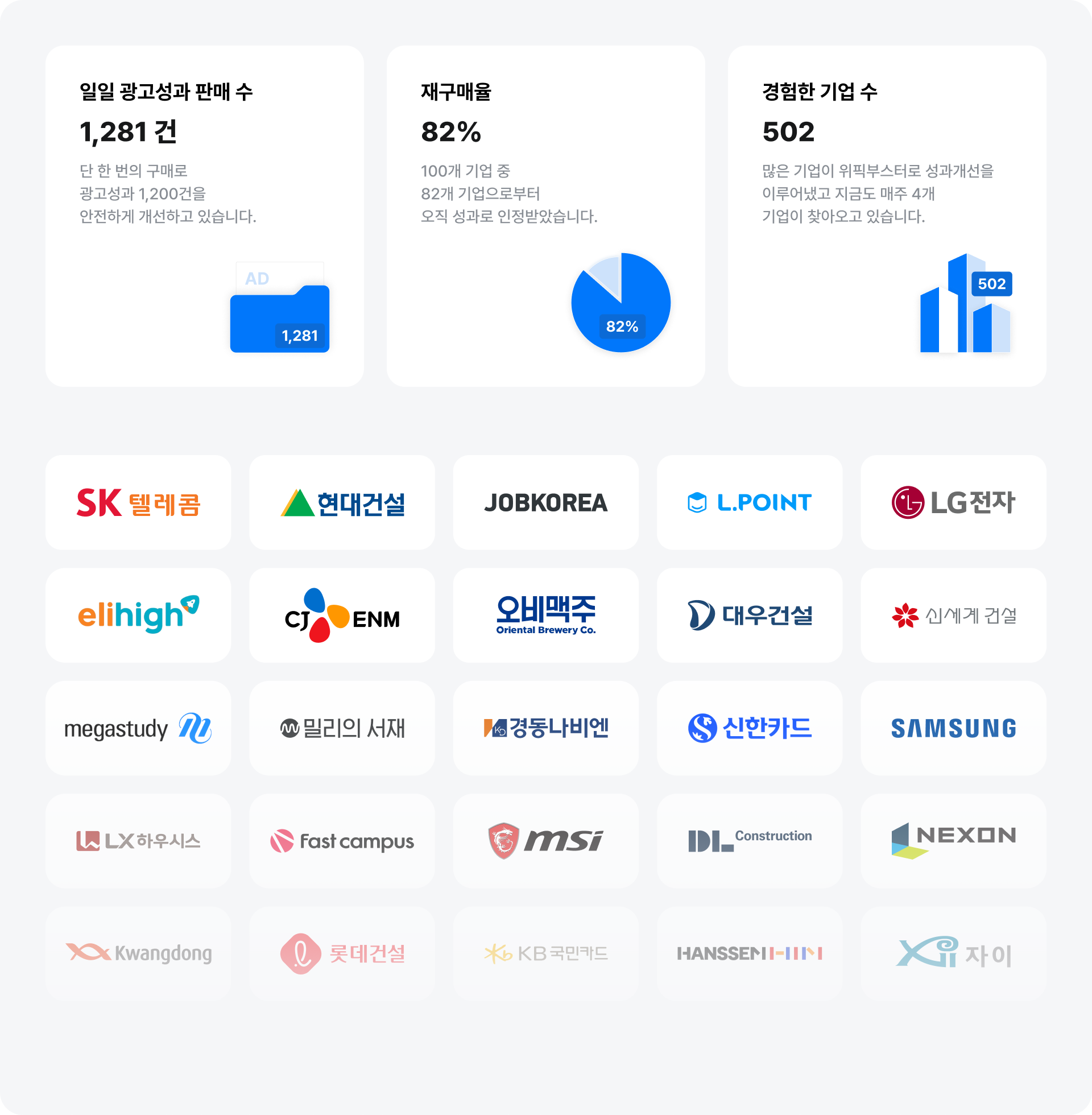 500개 이상의 기업 로고