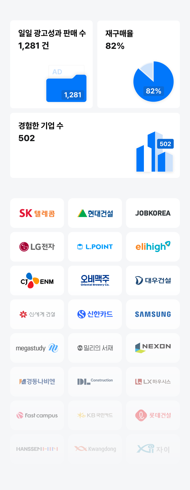 500개 이상의 기업 로고